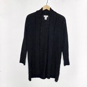 CARMEN MARC VALVO Black Gold Metallic Cardigan